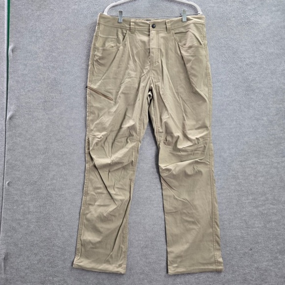 Royal Robbins Men Pants 36x30 Beige Chino Nylon Pockets High Rise Hiking Spandex